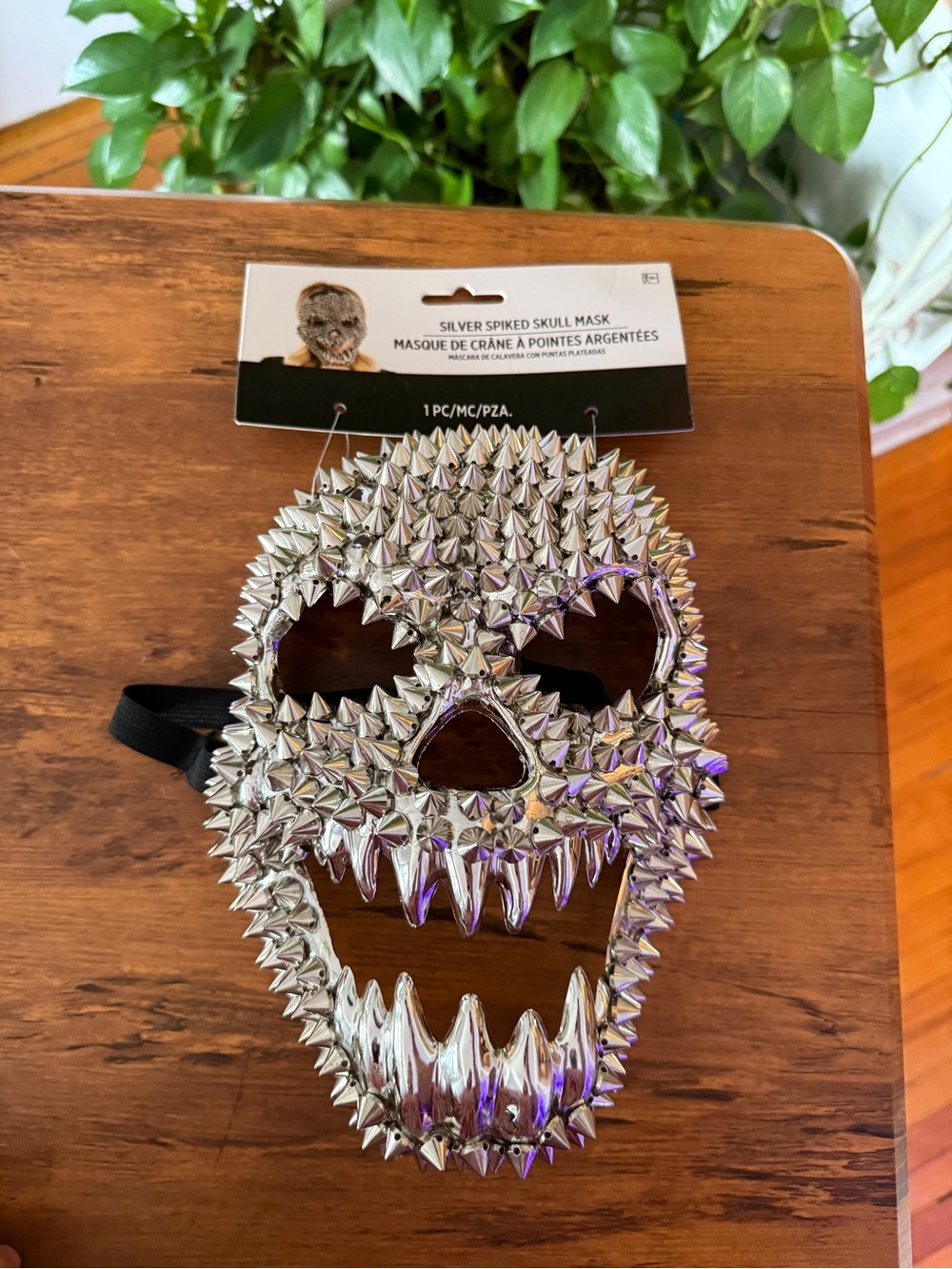 Silver Spiked Skull Mask for adult  Accessories